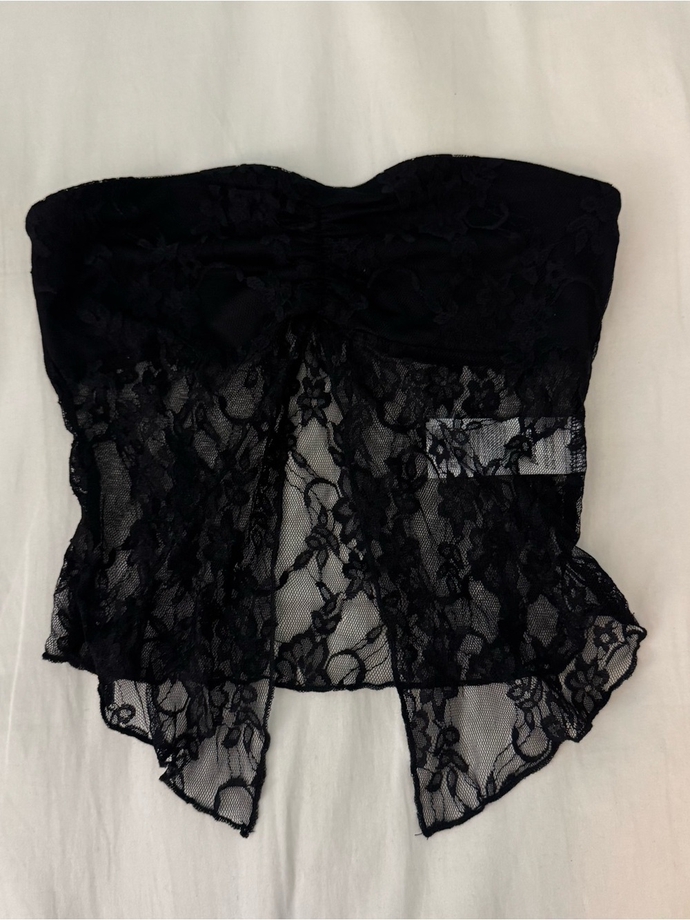 Edikted Black Lace Strapless Crop Top
